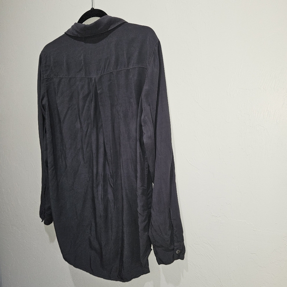 Michael Stars Long Sleeve Button Shirt Top Blouse Dark Gray Rayon Made in USA XS - Picture 10 of 16